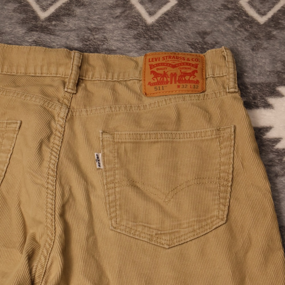 Levis 511 Slim Fit Corduroy Pants Tan Khaki Mens W32 L32 Trousers